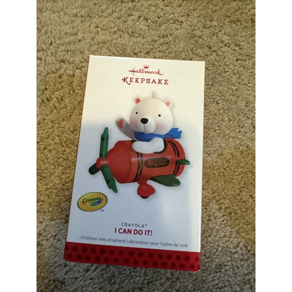 Hallmark 2013 Crayola Ornament I Can Do It Crayon Airplane Bear